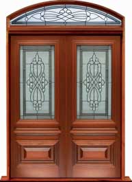 sovereign leadlight: double door + sidelight on left