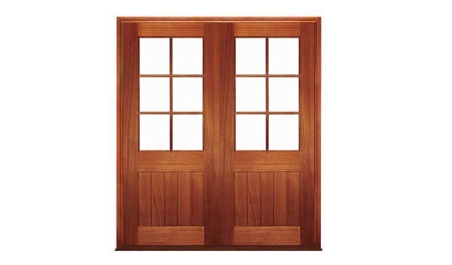 V J plank vestibule 6 light: double door