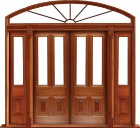 glazed cricket bat: single door +  two sidelights