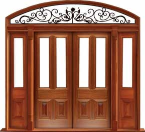 glazed cricket bat: single door +  two sidelights