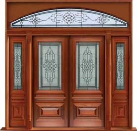 sovereign leadlight: double door + sidelight on left
